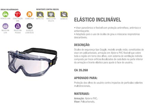 Óculos de Segurança Ampla Visão Hospitalar Laboratório Respingos - Proteloja EPI`s