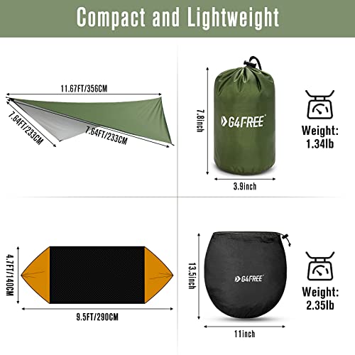 G4Free Large Camping Hammock With Mosquito Net And Rain Fly- 2 Person Portable Hammock With Bug Net And Tent Tarp, Hammock Tent For Outdoor Hiking Camping Backpacking Travel #TOP4