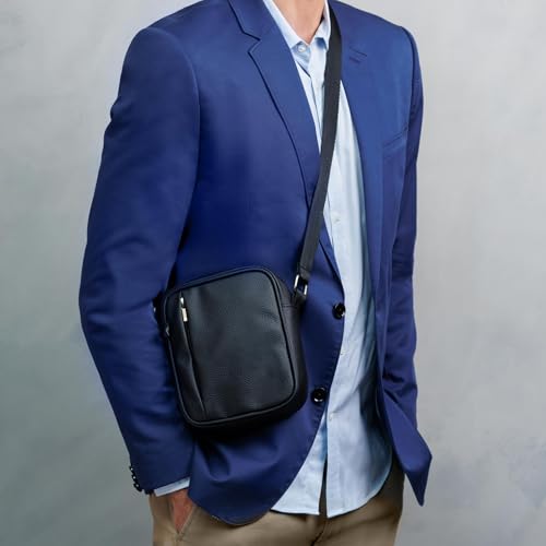 Shoulder Bag Transversal Masculina ou Feminina, PGH, Modelo Tiracolo PULSE - Feita em Couro PU (Pret