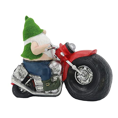 Joint Honglin Garden Gnome Sculptures & Statues Resin Christmas Gnome Riding Motorcycle, Outdoor Funny Decoration With Solar Light For Patio Yard Lawn Porch (Gnome Riding Motorcycle) #TOP4