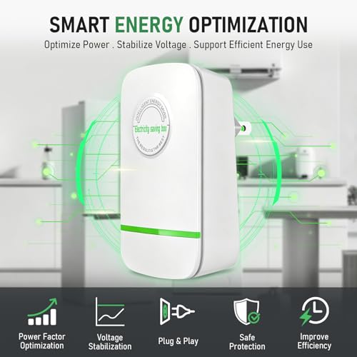 2pc Electricity Saving Box Energy Saving Device Smart Save Plug Power Saver Voltage Optimization Surge Protection Thermoregulation Outlet Home Office Compact Plug and Play Energy Efficiency - Image 3