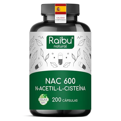 NAC N Acetilcisteína 600 mg - Cápsulas Alta Dosis (200 cápsulas de 600mg) - NAC N-acetil-cisteína de la Calidad Natural sin Aditivos - N-Acetil L-cisteína Envasado en Europa