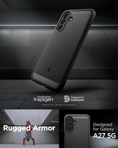 Image of Spigen Rugged Armor for Samsung Galaxy A27 5G / M47 5G / F70 Pro Case [Flexible] [Shockproof] Galaxy A27 5G / M47 5G / F70 Pro Back Cover | TPU - Matte Black