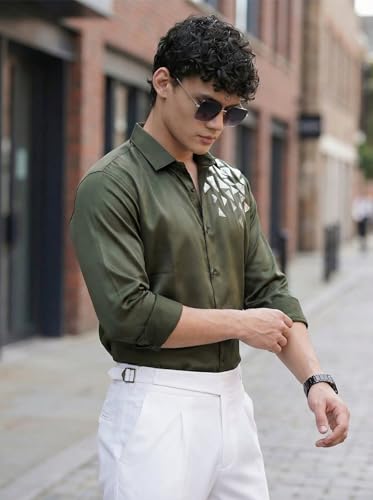 Image of IndoPrimo Men's Stylish Satin Shirt for Party, Formal, Daily and Casual Wear Full Sleeve Shirt for Mens - Trio