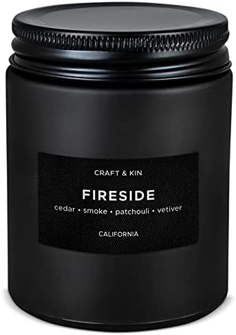 Scented Candles for Men | Smokey Fireside Scented Candle | Soy Candles for Home Scented | Aromatherapy Candle Men Candles | Candle for Men Candles | Long Lasting Candles Masculine Candle in Black Jar