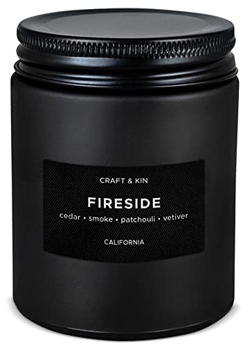 Scented Candles for Men | Smokey Fireside Scented Candle | Soy Candles for Home Scented | Aromatherapy Candle Men Candles | Candle for Men Candles | Long Lasting Candles Masculine Candle in Black Jar