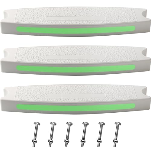 TonGass (3-Pack White) 18 Universal Pool Ladder Step Replacement with Reflective Strip Plastic Swimming Pool Ladder Rung Step with Stainless Steel Bolts for Inground Above Ground Pools