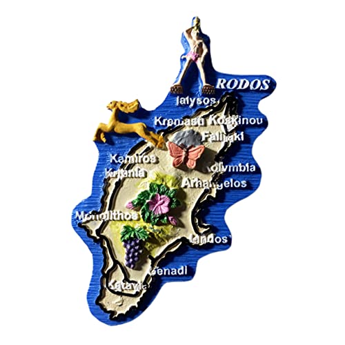 Imán decorativo de resina Rhodes Greece 3D para frigorífico miniatura 1