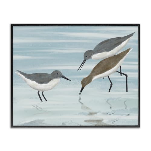 Sandpipers Grazing Beach Shoreline, 16 x 20 Inch Framed Giclée Print