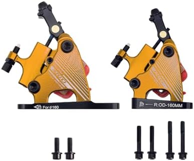 DJC Hydraulic Brake Caliper for Road Bike Gravel 2 Pistons Cable actuated Flat Mount with Semi-Metallic Kevlar Brake Pad 440N IIIPRO (Golden Pair Brake only)