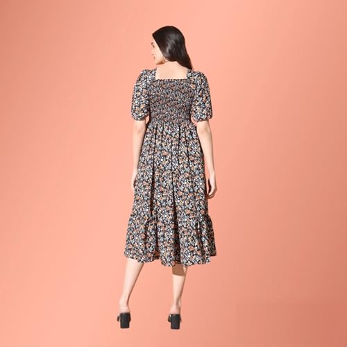 Image of Femvy Women's Polyester Fit and Flare Knee-Length Dress