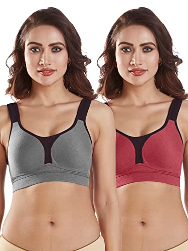 Image of SONARI Supremo Womens Sports Bra | Moulded, Wire Free, Comfortable Cotton Bra | Full Coverage,Breathable Fabric | Adjustable Straps Hook & Eye Closure for Active and Everyday useage