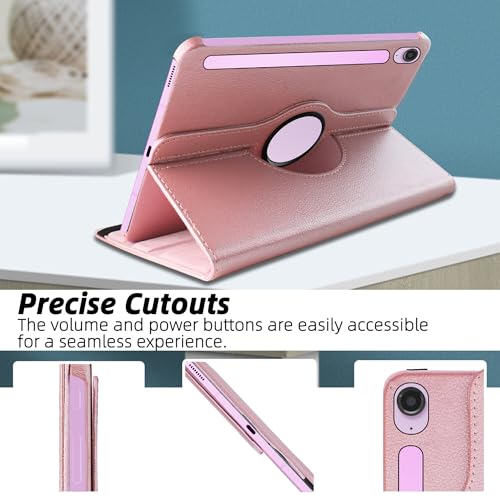 Image of TGK Rotating Cover for Samsung Galaxy Tab S9 FE 10.9 inch Tablet 360 Degree Rotating Leather Flip Case (Rose Gold)