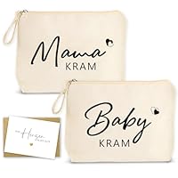 2Pcs Geschenke für Werdende Mütter, Baby Geschenk, Kosmetiktasche Bag für werdende Mama Mutter Beutel mit Grußkarte und Umschlag, Babyparty Mom Bag Geschenke Kliniktasche Geburt für Schwangere