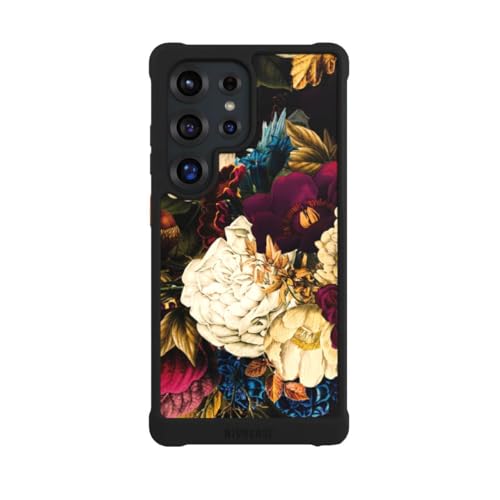 Coque compatible Samsung S25 Ultra antichoc noire MagSafe NIVOmax motif floral vintage chic