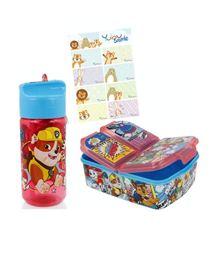 La Pat Patrouille Chase Marshall Ensemble lunch Premium Boîte à sandwich + gourde en aluminium avec autocollant nominatif