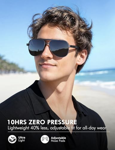 Image of LUENX Aviator Sunglasses for Women Men Polarized Lens Trendy Sun Glasses - UV 400 Protection 60MM with Accessories Driving