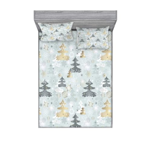 Odot Weihnachtsbaum Spannbettlaken und Kissenbezug Set, Spannbetttuch...