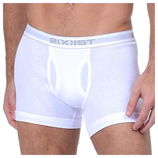 2(X)IST mens Essential Cotton 3-pack boxer briefs, Pure White, Medium US