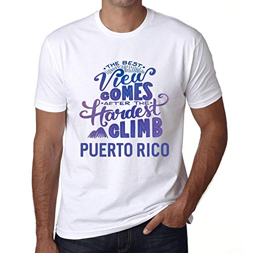 Hombre Camiseta Vintage T-Shirt Gráfico Best Views Mountains Puerto Rico Blanco