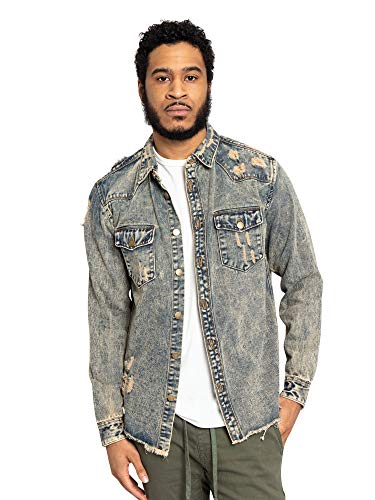 Image of VICTORIOUS Men's Distressed Denim Jacket