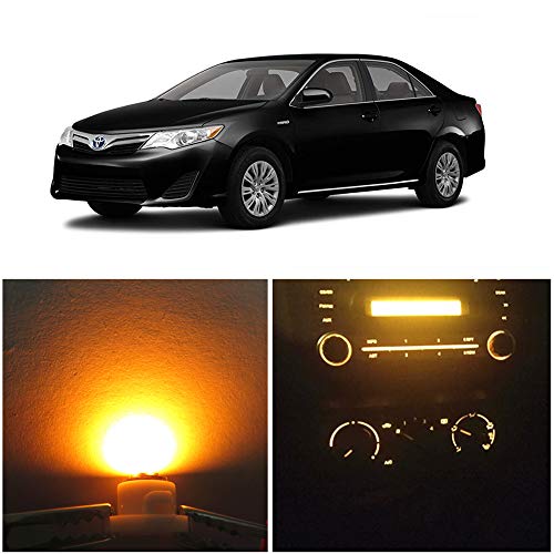 Image of WLJH Yellow T4.2 Neo Wedge LED A /C Heater Control Bulbs for Toyota | 3030 SMD, 150lm, Dimmable, Corolla 2009-2013, Matrix 2009-2014, Nighttime Readability, Stable Performance, 10-Pack