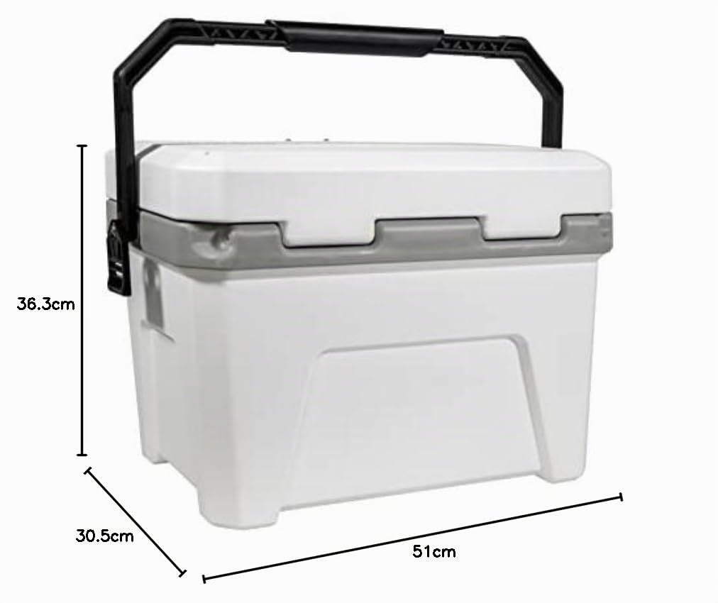 Plano Frost - Hielera rígida de 21 Cuartos de galón, Incluye Cesta Seca, pequeña, Blanca y Negra, Duradera, hielera aislada para Camping, Pesca y portón Trasero