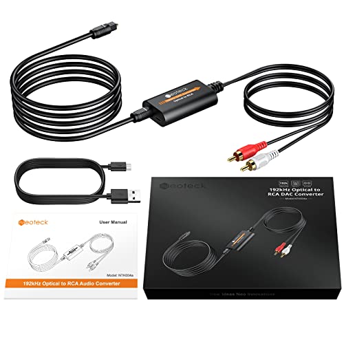 Neoteck 192kHz DAC Convertidor Cable Óptico a RCA SPDIF a