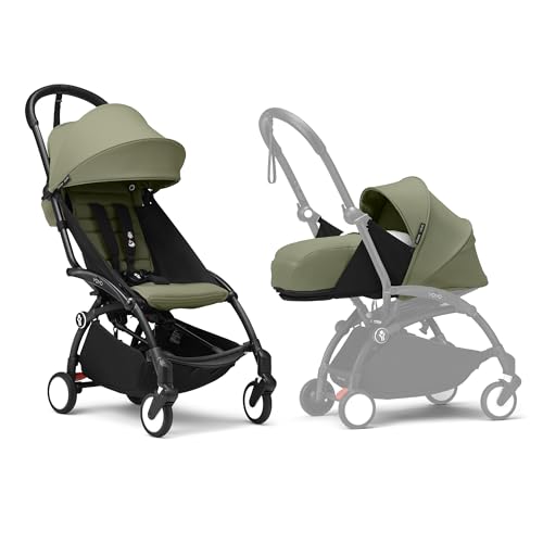 Cochecito YOYO3 de Stokke con Pack para Recién Nacido: Incluye chasis en negro, pack color 6+ para YOYO (Olive) y pack para recién nacidos 0+ (Olive)