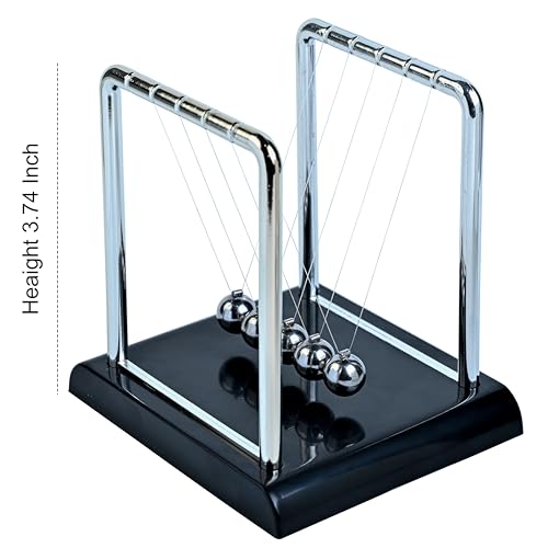 Image of ZAICUS Newton's Cradle Pendulum Ball - Classic Office Desk Decor Toy for Focus | Motion Physics Gadget | Gift for Science Lovers- 4 Inch