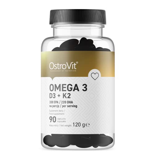 OstroVit Omega-3 + D3 + K2 (90 cápsulas) Sin sabor - Vitaminas, minerales y salud - Ácidos Grasos