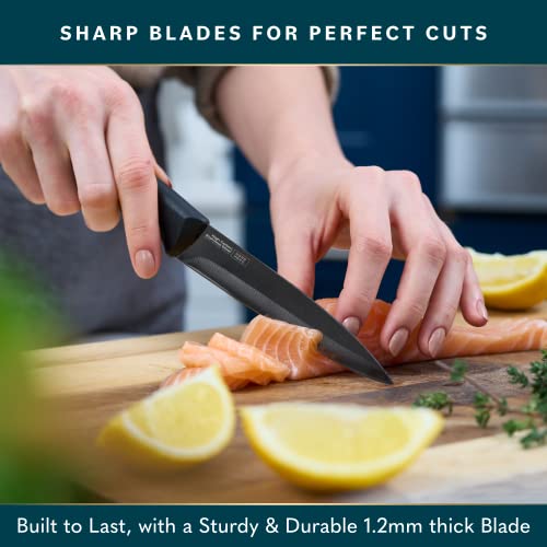 Home Hero 2 Pcs Vegetable Knife with Sheath - High Carbon Stainless Steel Chopping Knife with Ergonomic Handle - Razor-Sharp Multi-Purpose Kitchen Knife for Chopping Vegetable and Cooking (Black)