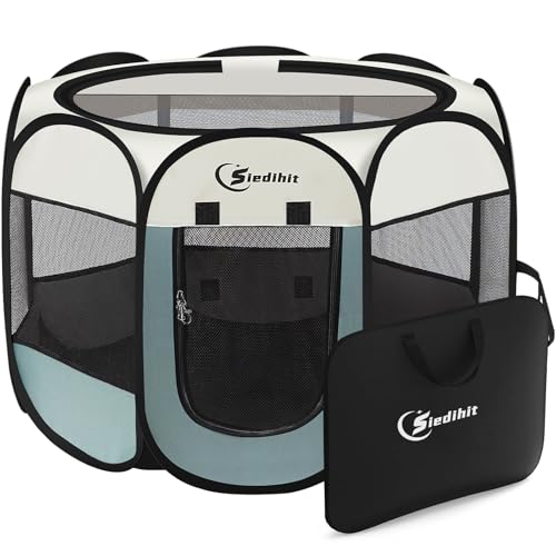 Siedihit Dog Cat Playpen, Puppy Pet Playpen Indoor for Small Dog Crate Tent Cage Outdoor, Portable...
