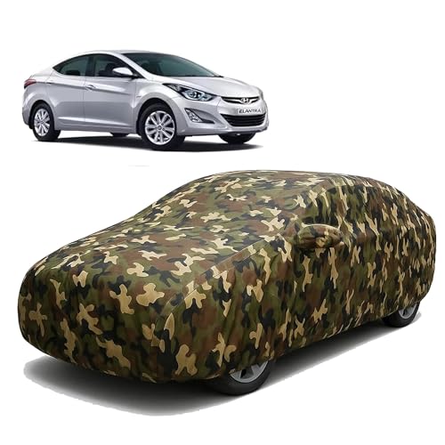 Image of Sulfar 100% Waterproof Car Body Cover Compatible with Mirror for Hyundai Elantra with Long Lasting Durable Material (Triple Stitched, Full Bottom Elastic, Camouflage Army)