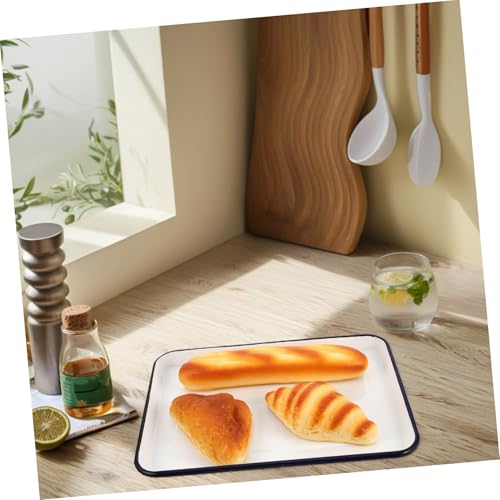 Plateau de cuisson rectangulaire émail blanc rétro NUOBESTY résistant pour le service à table