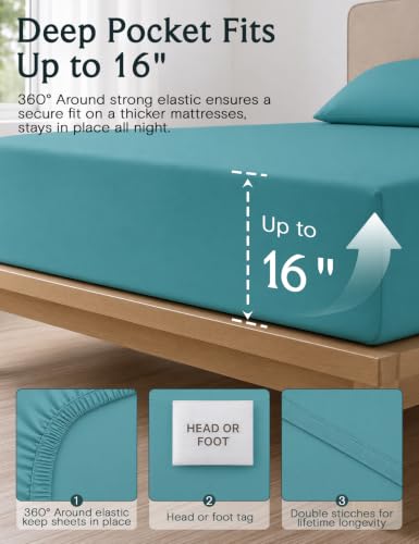 Image of King Size Sheets Set, Cooling & Soft Deep Pocket Bed Sheets, 4PC