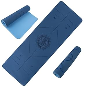 Non-Slip Yoga Mat with Alignment Marks – Lightweight Exercise Mat with Carry Strap for Home Workout or Travel by Wakeman Outdoors
