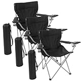 Détails de la chaise : une chaise de camping pliable et légère en toile noire avec un porte-gobelet en filet attaché. La chaise de camping a une bordure noire et un cadre en métal robuste, idéal pour une utilisation en extérieur