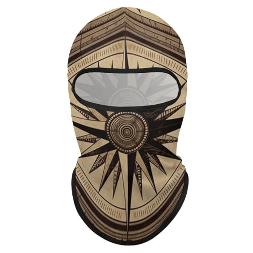 Balaclava para hombre, máscara para esquí y ciclismo, protección facial y cervical con diseño de brújula y mapa, para invierno miniatura 1