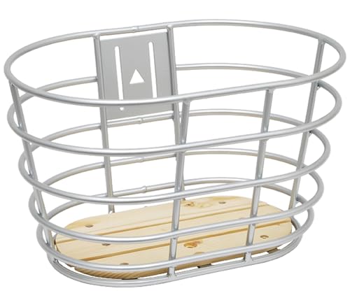 パルミー(PALMY) ウッドパネル丸型アルミバスケットシルバー 幅380mm×奥行260mm×高さ225mm(底面:幅300mm×奥行180mm)