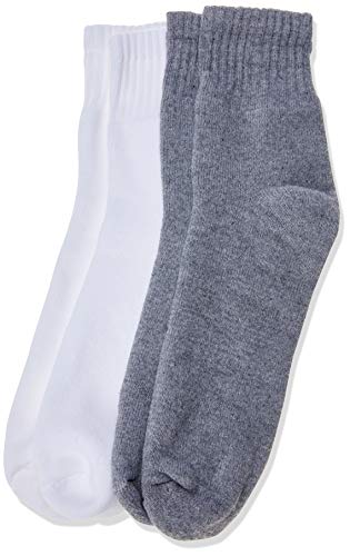 Kit com 6 Meias Básicas Atoalhadas, Trifil, Adulto Unissex, Branco/cinza, M