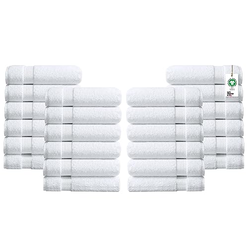 Delara Towels Cotton Washcloths Set 100% Organic Cotton, GOTS Certified Premium Quality Face Cloths, Feather Touch Technology Highly Absorbent and Soft Feel Fingertip Towels, Pack of 24