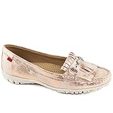 Womens Casual Comfortable Genuine Leather Lightweight Performance Soft Spiked Breathable Cushion Support Slip-On Golf Shoe Rose Gold Washed 10