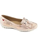 Womens Casual Comfortable Genuine Leather Lightweight Performance Soft Spiked Breathable Cushion Support Slip-On Golf Shoe Rose Gold Washed 10