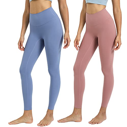 zero point Calça legging feminina de cintura alta sem costura frontal, Azul marinho, M
