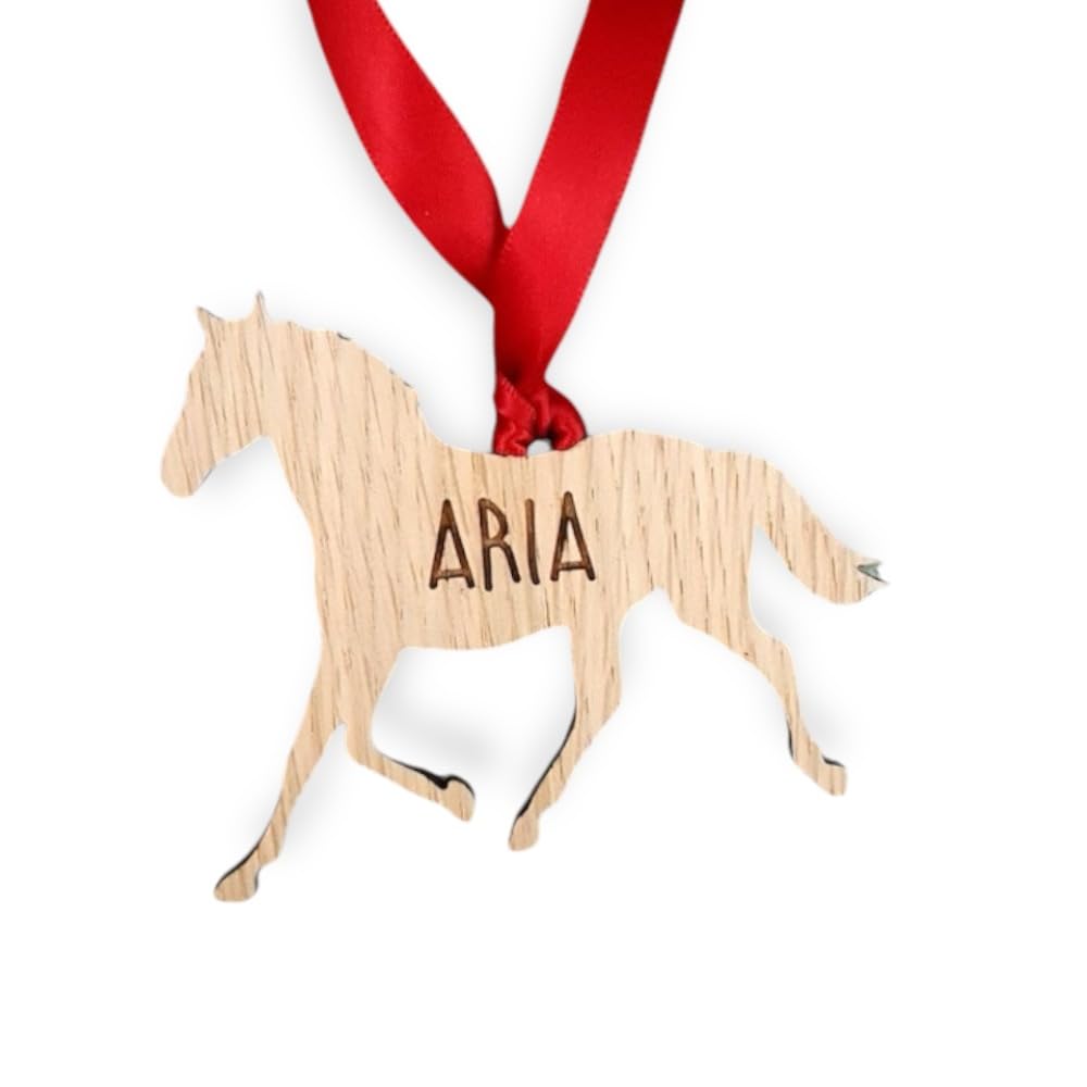 Personalised Animal Bauble - Horse: Wooden Christmas Tree Decoration Bauble