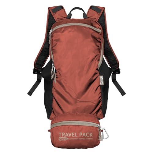 ChicoBag Mochila de viagem rePETe + Refine | Mochila de viagem ecológica leve e embalável, Jaspe, 10”w × 17”h × 6”d, Pacote de viagem