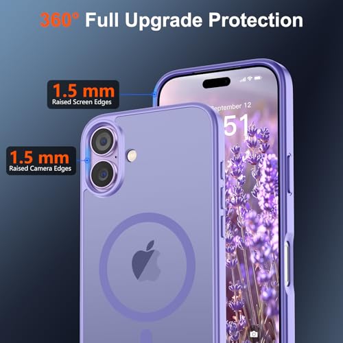 Image of SUPFINE Magnetic for iPhone 17 Case (Compatible with MagSafe)(Military Grade Drop Protection) Translucent Matte Shockproof with Anti-Fingerprint Phone Cover 2025,Purple