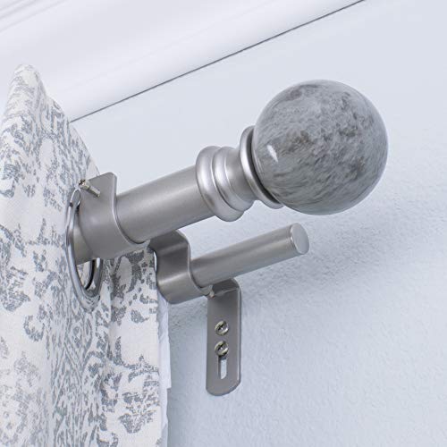 Decopolitan 30023-As36 Marble Ball Double Curtain Rod Set, 36 To 72-Inches, Antique Silver #TOP1
