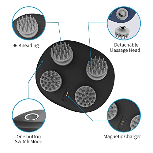 Chlovoe Electric Scalp Massager, Portable Handheld Ipx7 Waterproof Scalp Massager With 5 Kneading Modes And 96 Nodes For Body Relaxation & Stress Relief. (Black- Magnetic Charging) #TOP1